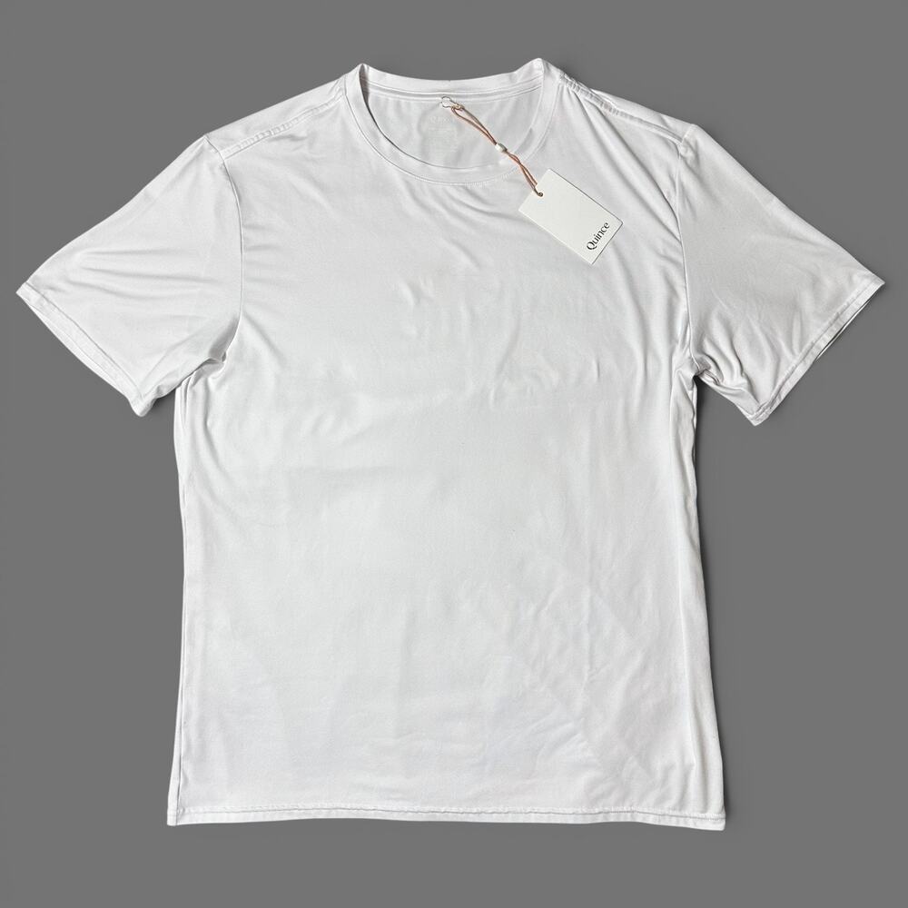 Quince Flowknit Breeze Performance Tee Mens Size L White Wicking T-Shirt NWT